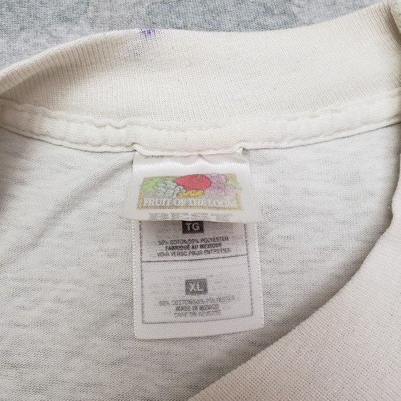 Vintage Fruit Of The Loom Shirt Mens XL Beige Native Short Sleeve Single Stitch - Picture 7 of 11